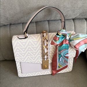 Aldo Light Pink Satchel with Gold Chain and Scarf